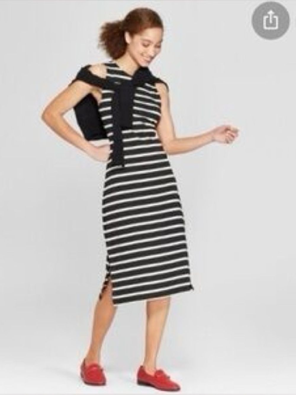 A New Day Striped Sleeveless Midi Dress Black White NWT Medium